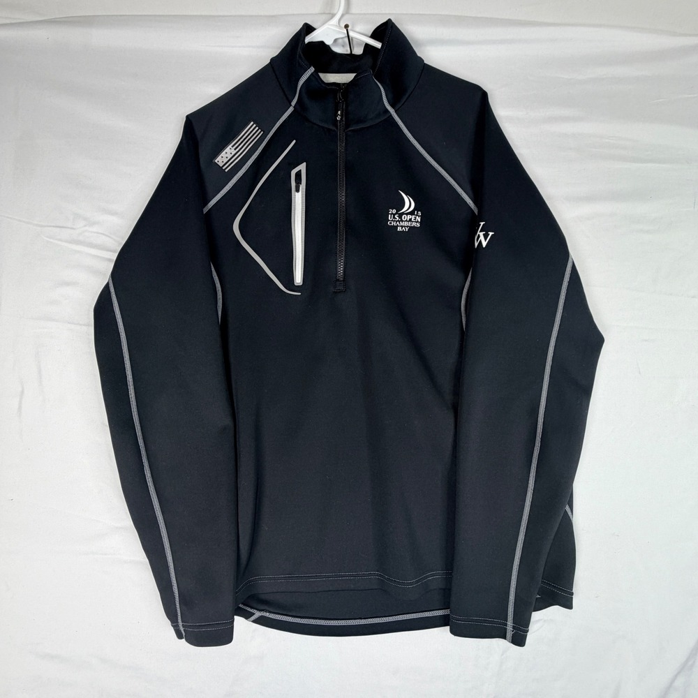 Sunice 2015 US Open Chambers Bay Quarter Zip Pullover Mens Large Black Sport FX